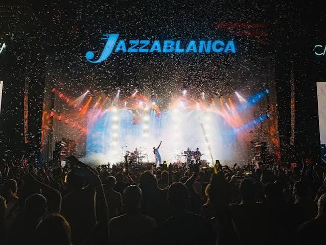 Concert stage at Jazzablanca festival, Casablanca, with the audience in the foreground